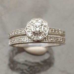 1/3 ctw Real Diamond Halo Bridal Set